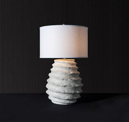 A luxury table lamp featuring a white shade, designed for elegant home lighting.