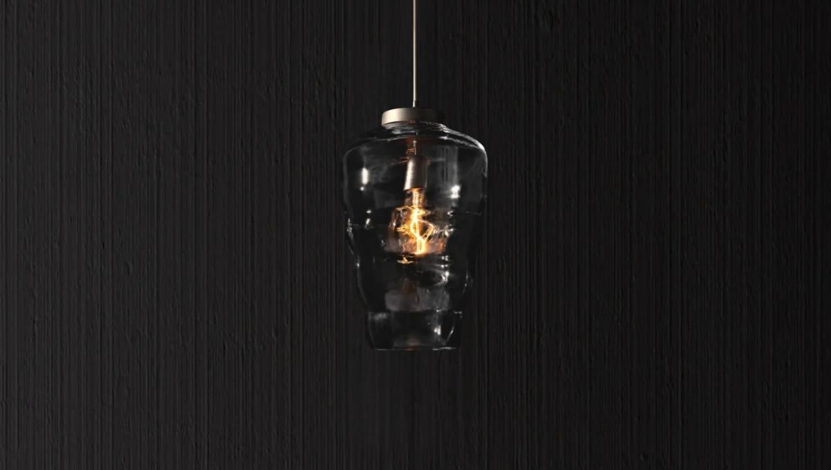 Smoked glass pendant light with exposed bulb for modern interior lighting by RENGCO