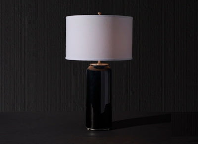 Handcrafted table lamp with glossy ceramic base in artisan lighting collection