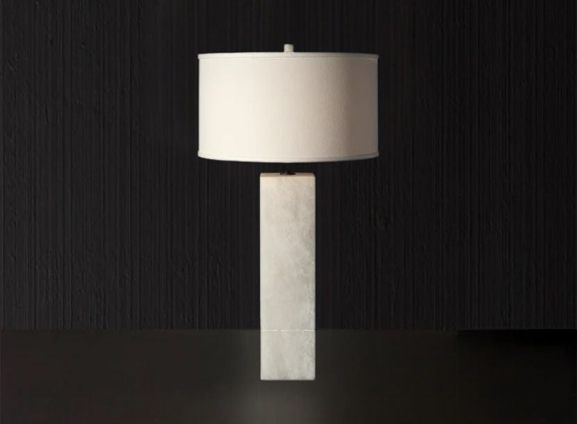 Alabaster table lamp with modern white shade design