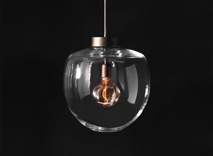 Crystal pendant lamp with clear glass globe design