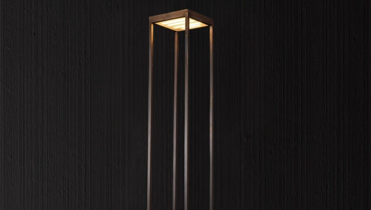 Minimalist artistic floor lamp with geometric metal frame