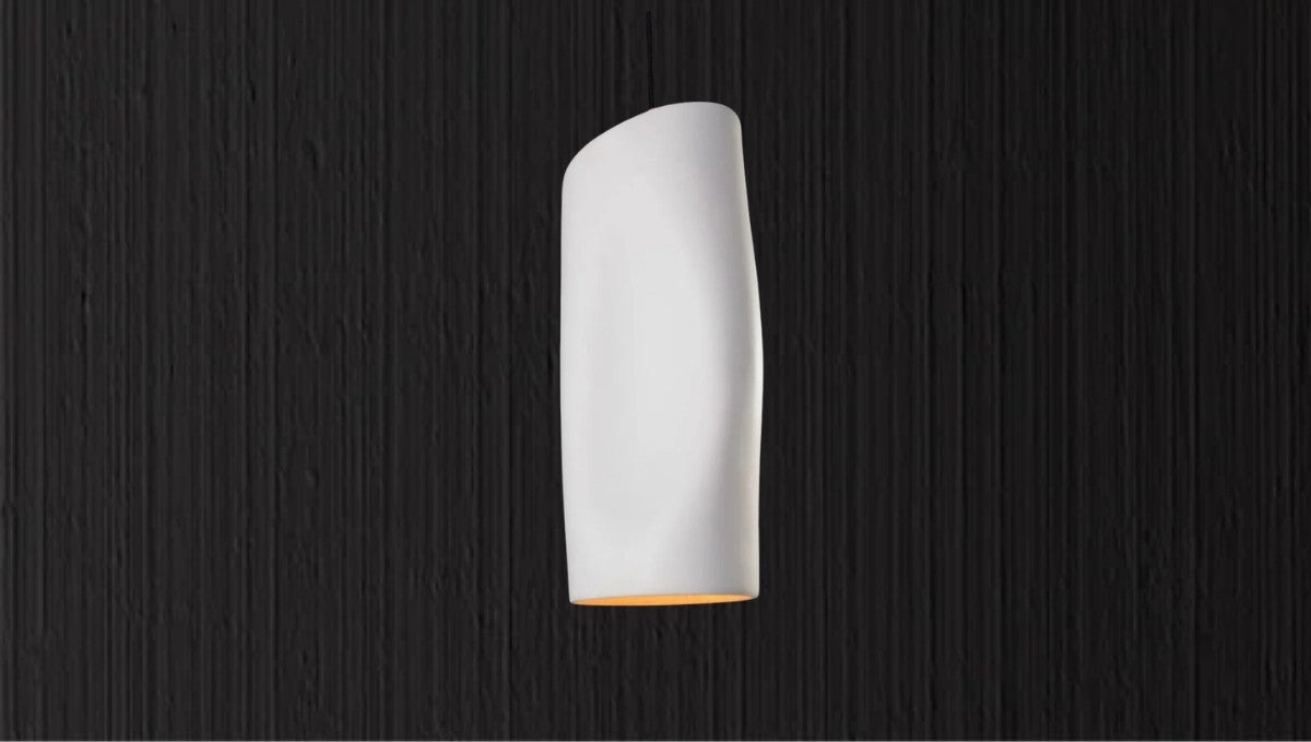 Handcrafted white pendant light showcasing precision in bespoke lighting design.