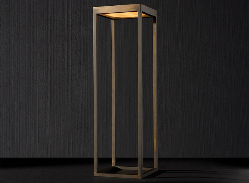 Modern luxury LED floor lamp with minimalist open-frame design, ideal for upscale Dallas interiors.