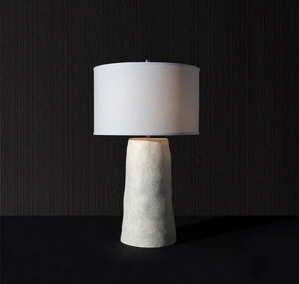 Unique handmade table lamp with textured ceramic base for modern interior lighting