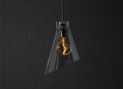 Modern crystal pendant light with exposed bulb for sleek interior lighting by RENGCO